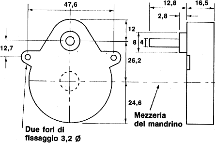 P5-G01L82, McLennan 25:6 Synchron Getriebe / 0.2 Nm 1200U/min, 47.6mm x  16.5mm, Schaft-Ø 4mm