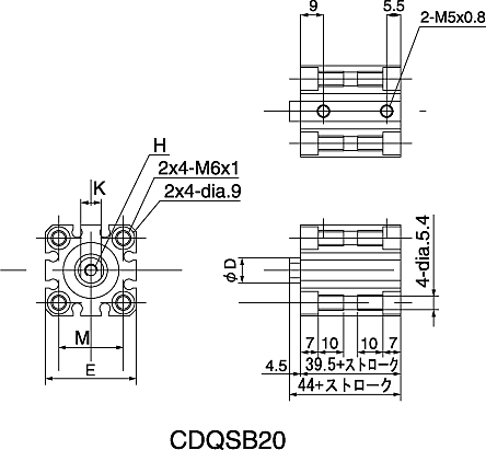 CDQSB12-10DC | SMC コンパクトエアシリンダ CQSシリーズ ボア：12mm ストローク：10mm CDQSB12-10DC