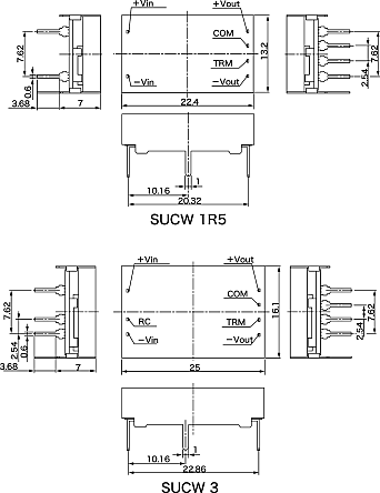SUCW32415C | コーセル 絶縁DC-DCコンバータ Vout：±15V dc 18 →36 V dc, 3W | RS Components