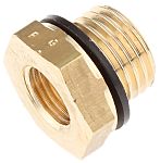 0105 04 10, Legris Brass Pipe Fitting, Straight Compression Coupler, Male  R 1/8in to Female 4mm