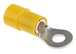 RS PRO, RS PRO Insulated Ring Terminal, M10 Stud Size, 2.5mm² to 6mm² Wire  Size, Yellow, 208-2537