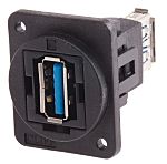 Conector USB RS PRO, Hembra, , 1 puerto puertos, Recta, Montaje en Panel,  Versión 3.0 Código RS: 907-5621