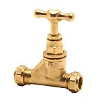 Compression Fitting Shut off water mains stop-cock Brass Stopcock 15mm or 22mm