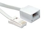 RS PRO, RS PRO Female RJ11 to Male BT431A Telephone Extension Cable, White  Sheath, 3m, 303-1271