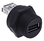 RS PRO Straight, Panel Mount, Socket- Dual Port Type A 2.0 IP67 USB Connector