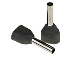 RS PRO Insulated Crimp Bootlace Ferrule, 8mm Pin Length, 2.1mm Pin Diameter, 2 x 0.75mm² Wire Size, Grey