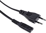 RS PRO IEC C7 Socket to Type C Europlug Plug Power Cord, 1.8m