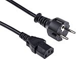 RS PRO Straight IEC C13 Socket to Straight CEE 7/7 Plug Power Cable Assembly, 2.5m