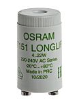 Osram Floresan Işık Etkinleştiricisi, 21,5mm Çapında, 35 mm Uzunluğunda, Parlak, 230 V ac, 4 → 22 W