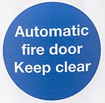 Polyester Fire Safety Sign, Automatic Fire Door Keep Clear With English Text Self-Adhesive