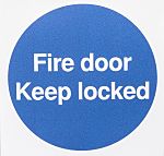 Polyester Fire Safety Sign, Fire Door Keep Locked With English Text Self-Adhesive