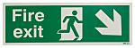 Polyester Fire Exit Down Right, Fire Exit, English, Exit Sign