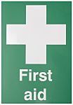 RS PRO Polyester Green/White First Aid Sign, H297 mm W210mm