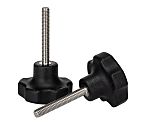 RS PRO Black Thermoplastic Multiple Lobes Clamping Knob, M6, Threaded Mount