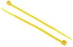RS PRO Cable Tie, 100mm x 2.5 mm, Yellow Nylon, Pk-100