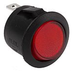 Kolébkový spínač osvětlený, barva ovladače: Červená SPST Zap-vyp 10 A