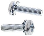 RS PRO M4 x 16mm Zinc Plated Steel Pan Head Sems Screw, External Tooth Washer