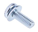 RS PRO M4 x 12mm Zinc Plated Steel Pan Head Sems Screw, Plain Washer