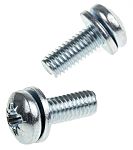 RS PRO M6 x 16 mmmm Zinc Plated Steel Pan Head Sems Screw, Spring Washer