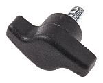 RS PRO Black Wing Clamping Knob, M6, Threaded Stud