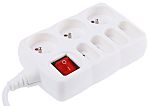 RS PRO 1.5m 7 Socket Type C - Europe, Type E - French Extension Lead, 250 V ac