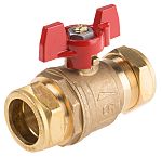 RS PRO Brass Full Bore, 2 Way, Ball Valve, Compression, BSPP 28mm, 28mm