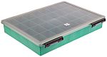 RS PRO 32 Cell Green PP Compartment Box, 57mm x 338mm x 260mm