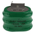 RS PRO 3.6V NiMH Button Rechargeable Battery, 160mAh