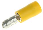 RS PRO Insulated Male Crimp Bullet Connector, 2.5mm² to 6mm², 12AWG to 10AWG, 5mm Bullet diameter, Yellow