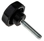 RS PRO Black Multiple Lobes Clamping Knob, M6, Threaded Stud