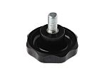 RS PRO Black Multiple Lobes Clamping Knob, M10, Threaded Stud