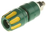 Hirschmann Test & Measurement 35A, Green, Yellow 27 mm Test Terminal With Brass Contacts and Nickel Plated - 8mm Hole