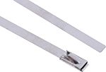 RS PRO Cable Tie, Roller Ball, 125mm x 4.6 mm, Silver Stainless Steel