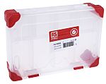 RS PRO 9 Cell Transparent Red Polypropylene, Adjustable Compartment Box, 60mm x 240mm x 170mm