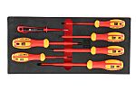 RS PRO Pozidriv; Slotted Insulated Screwdriver Set, 7-Piece