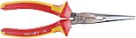 RS PRO Long Nose Pliers, 200 mm Overall, Straight Tip, VDE/1000V, 74mm Jaw