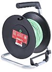 Carrete de extensión de cable de prueba y medida RS PRO, long. 50m, Verde, Conector 4mm