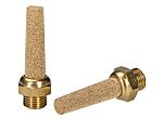 RS PRO Brass 12bar Pneumatic Silencer, Threaded, G 1/8 Male