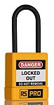 RS PRO Yellow ABS, Nylon Safety Lockout Padlocks, 5mm Shackle, 46mm Attachment