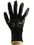 RS PRO Black Abrasion Resistant, Tear Resistant Work Gloves, Size 7, Small, Nitrile Coating