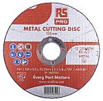 RS PRO Aluminium Oxide Cutting Disc, 125mm x 3mm Thick, Fine Grade, P120 Grit, 5 in pack