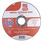 RS PRO Aluminium Oxide Cutting Disc, 115mm x 3mm Thick, Fine Grade, P80 Grit, 5 in pack