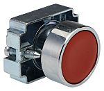 Pushbutton Head Red Flat Round Metal