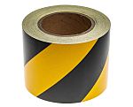 Cinta reflectante RS PRO, Negro/amarillo, 100mm x 25m