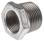 Georg Fischer Galvanised Malleable Iron Fitting, Straight Reducer Bush, Male BSPT 1in to Female BSPP 3/4in