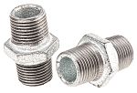 Georg Fischer Galvanised Malleable Iron Fitting Hexagon Nipple, Male BSPT 1/2in to Male BSPT 1/2in