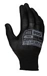 RS PRO Black Nylon General Purpose Work Gloves, Size 8, Medium, Polyurethane Coating