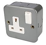 RS PRO Grey 1 Gang Plug Socket, 2 Poles, 13A, BS 1363, Indoor Use