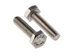 RS PRO Plain Stainless Steel, Hex Bolt, M4 x 16.0mm