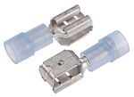 RS PRO Blue Insulated Male to Female Spade Connector, Double Crimp, 6.35 x 0.8mm Tab Size, 1.5mm² to 2.5mm²
